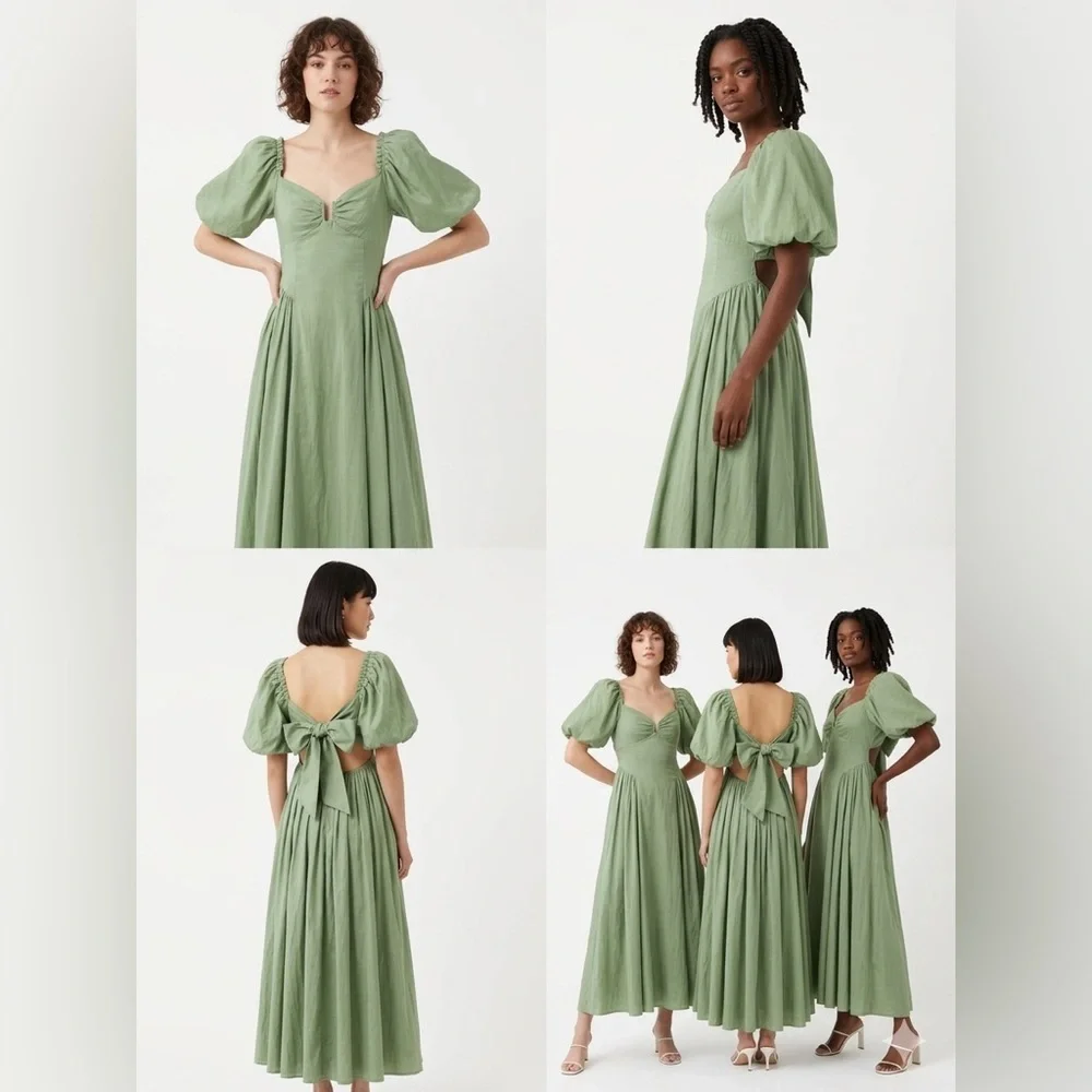 abercrombie green puff sleeve dress Be a green goddess in our Puff Sleeve Plunge Midi Dress. @_arnelle